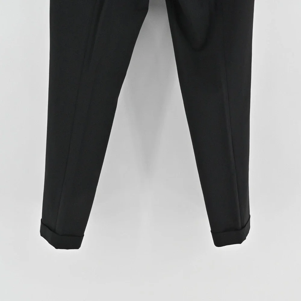 Cynthia Steffe Womens Wool Straight Trousers Size 8 Cuffed Black Pants Retro NEW